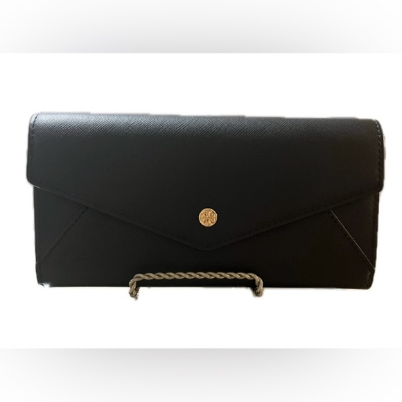 Tory Burch Saffiano Leather Wallet Clutch, Black, NWOT - Picture 1 of 12